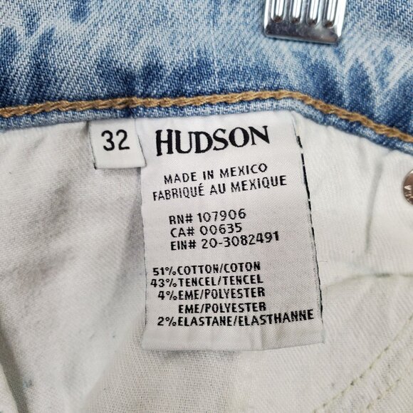Hudson Womens 32 Jeans Riley Crop Relaxed Straight Distressed Denim Button Fly - Picture 10 of 13